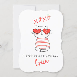 Funny Chat Rouge & Blanc Carte Valentine personnal