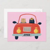 Funny Chats Joyride en voiture de chat carte posta (Devant / Derrière)
