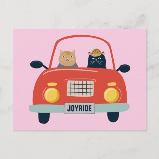 Funny Chats Joyride en voiture de chat carte posta (Devant)