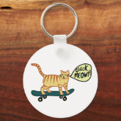 Funny Check MEOWT Skateboarding Cat Sleutelhanger (Voorkant)