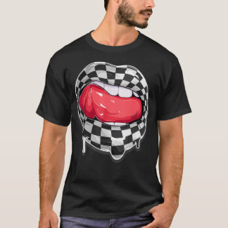 Funny Checkerboard, zwart wit lip Cute Checkerboar T-shirt