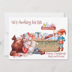 Funny Checking List Santa Workshop Covid 2021 Feestdagenkaart