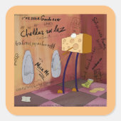 Funny Cheese Bathroom Comic Crafting Vierkante Sticker (Voorkant)
