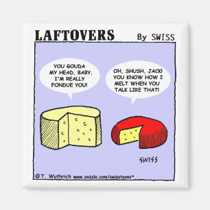 Funny Cheese Cartoon Wine Party Favors Laftovers Magneet