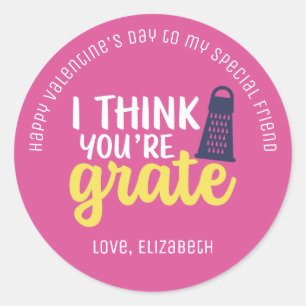 Funny Cheese Pun Cute Friend Valentijnsdag Pink Ronde Sticker