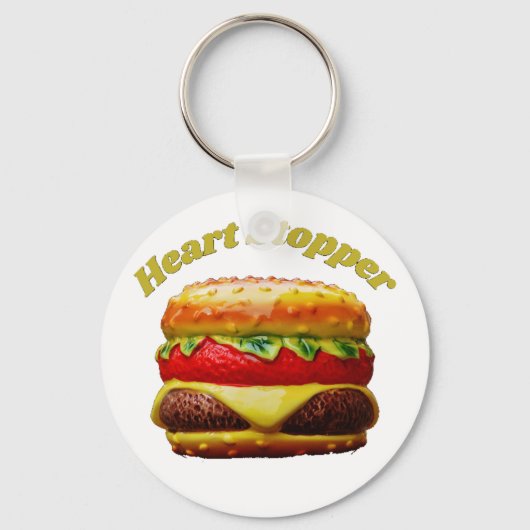 Funny Cheeseburger Heart Stopper Design Sleutelhanger (Voorkant)