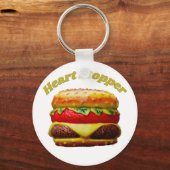 Funny Cheeseburger Heart Stopper Design Sleutelhanger (Voorkant)