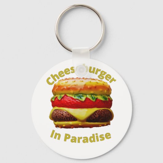 Funny Cheeseburger in Paradise Sleutelhanger (Voorkant)