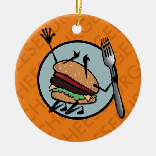 FUNNY CHEESEBURGER ROUND CERAMIC ORNAMENT (Voorkant)