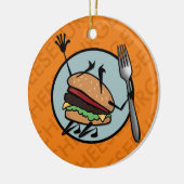 FUNNY CHEESEBURGER ROUND CERAMIC ORNAMENT (Links)