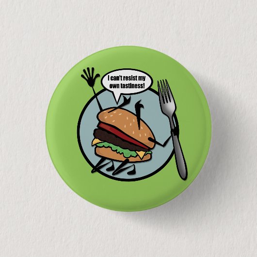 FUNNY CHEESEBURGER ROUND PIN BACK BUTTON (Voorkant)