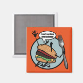 FUNNY CHEESEBURGER SQUARE MAGNET MAGNEET (Voorkant / Achterkant)