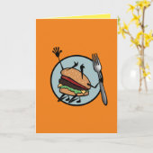 FUNNY CHEESEBURGER VERTICAL GREETING CARTE (Fleur jaune)
