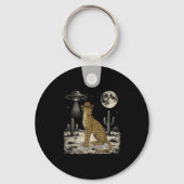 Funny Cheetah Cowboy Western Ufo Safari Animal Sleutelhanger (Voorkant)