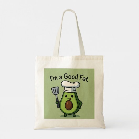 Funny Chef Avocado "Good Fat" Reusable Tote Bag (Dos)