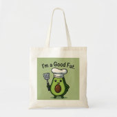 Funny Chef Avocado "Good Fat" Reusable Tote Bag (Devant)