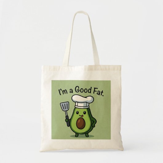 Funny Chef Avocado "Good Fat" Reusable Tote Bag (Devant)