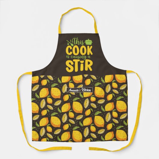 Funny Chef Cooking Pun Citrus Fruit Lemon Pattern Schort (Voorkant)