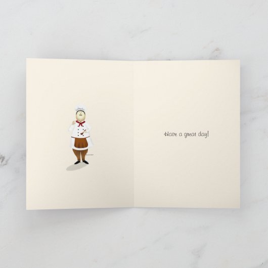 Funny Chef met Groot Pet in Keuken Happy Birthday Kaart (Binnen)