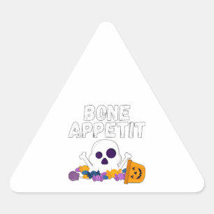 Funny Chef Pun Bone Appetit Halloween Snoep Driehoek Sticker