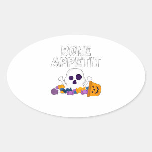 Funny Chef Pun Bone Appetit Halloween Snoep Ovale Sticker