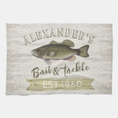 Funny Chef Simple Fisherman Bait and Tackle Sign Theedoek (Horizontaal)