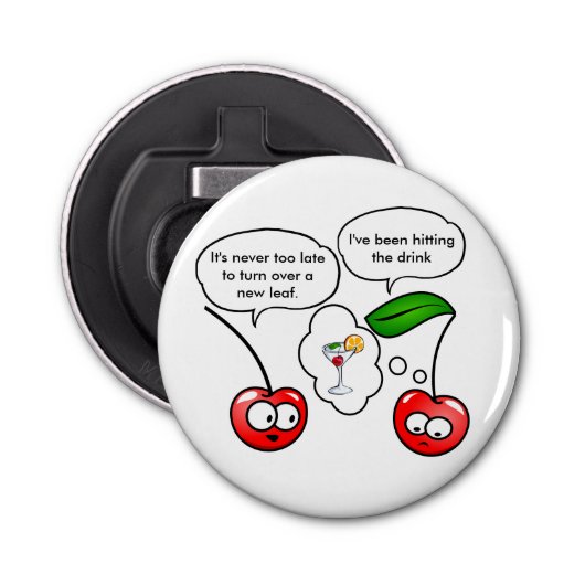 Funny Cherry Puns Joke Button Flesopener (Voorkant)