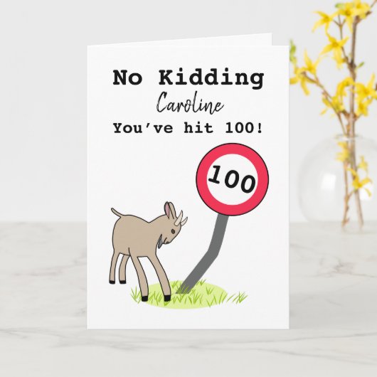 Funny chèvre 100e anniversaire carte (Fleur jaune)