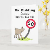 Funny chèvre 50e anniversaire carte (Fleur jaune)