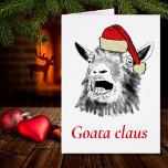 Funny Chèvre a Claus hurle noël<br><div class="desc">Marquez la saison de Noël avec cette chèvre qui crie avec un chapeau de Père Noël. Funny goata claus curieux mignon chèvre ferme animal art humour carte de vacances pour ravir vos amis et la famille qui sont chèvre et amoureux des animaux. Adorable chèvre festive noir et blanc croquis et...</div>