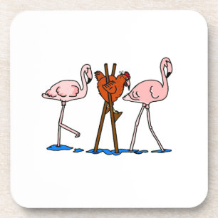 Funny Chicken and Flamingos Onderzetter