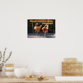 Funny Chicken and Rooster Memories with Funny Afbe Poster (Keuken)
