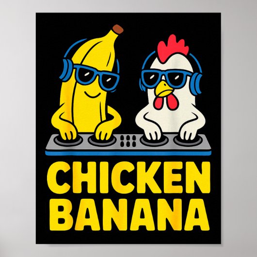 Funny Chicken Banana Poster (Voorkant)