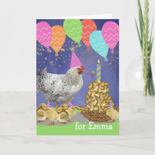 Funny Chicken Birthday for a Friend Voeg een naam  Kaart