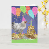 Funny Chicken Birthday for Mam with Party Chicken Kaart (Gele Bloem)