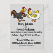 Funny Chicken Bride and Groom Wedding Invitation Uitnodiging Briefkaart (Voorkant)