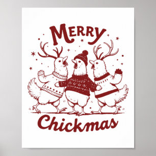 Funny Chicken Christmas Boerderij Animal Schattige Poster