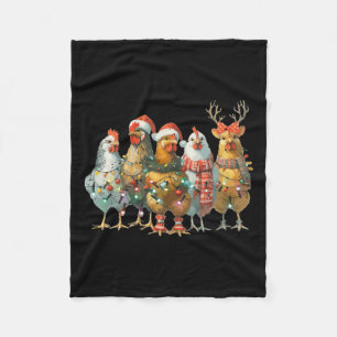 Funny Chicken Christmas Lights Boerderij Animal Sc Fleece Deken
