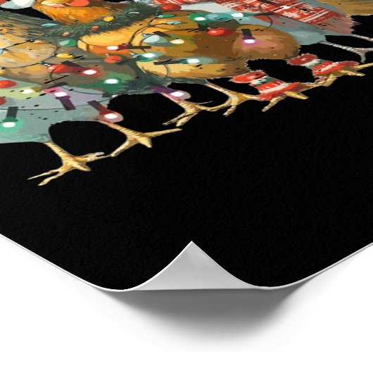 Funny Chicken Christmas Lights Boerderij Animal Sc Poster (Hoek)