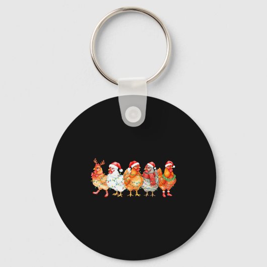 Funny Chicken Christmas Lights Farm Animal Xmas Ho Sleutelhanger (Voorkant)