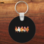 Funny Chicken Christmas Lights Farm Animal Xmas Ho Sleutelhanger (Voorkant)