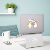 FUNNY CHICKEN CONVERSATION STICKER (Laptop op bureau)