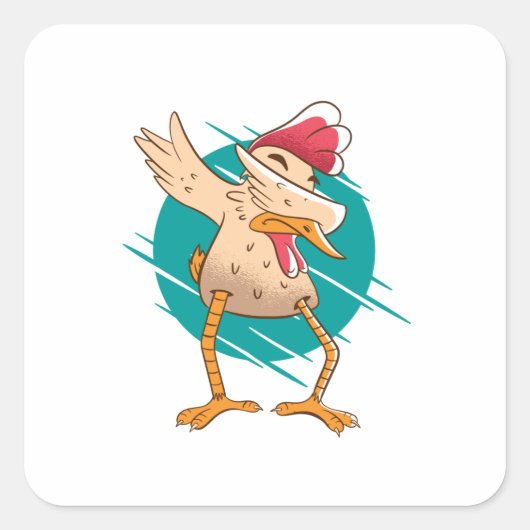 Funny Chicken Dance Vierkante Sticker (Voorkant)