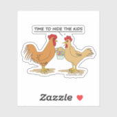 Funny Chicken Easter Egg Hunt Cartoon Contour Cut Sticker (Vel)