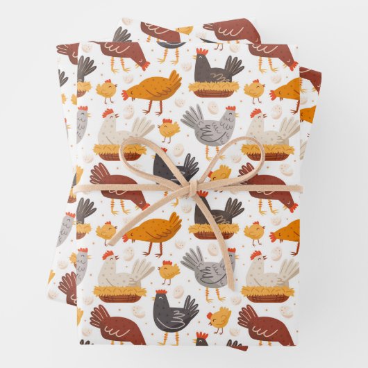 Funny Chicken Easter Egg Pattern, Mannen Women Kin Inpakpapier Vel (In situ)