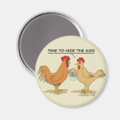 Funny Chicken Easter Hunt Cartoon Beige Magneet (Voorkant / Achterkant)