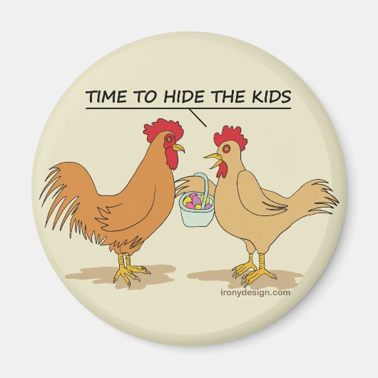 Funny Chicken Easter Hunt Cartoon Beige Magneet (Voorkant)