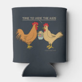 Funny Chicken Easter Hunt Cartoon Blue Blikjeskoeler (Achterkant)