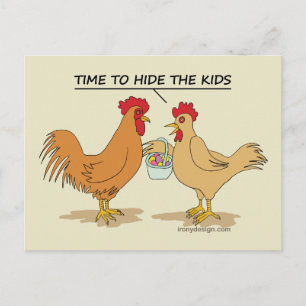 Funny Chicken Easter Hunt Cartoon Briefkaart