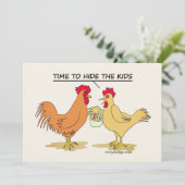 Funny Chicken Easter Hunt Cartoon Comic (Staand voorkant)